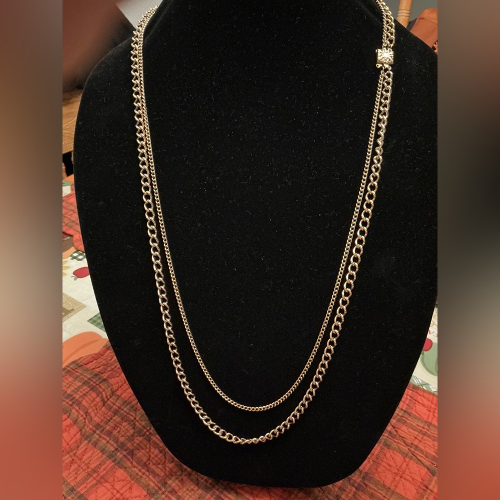 Gold tone Double Chain Necklace
